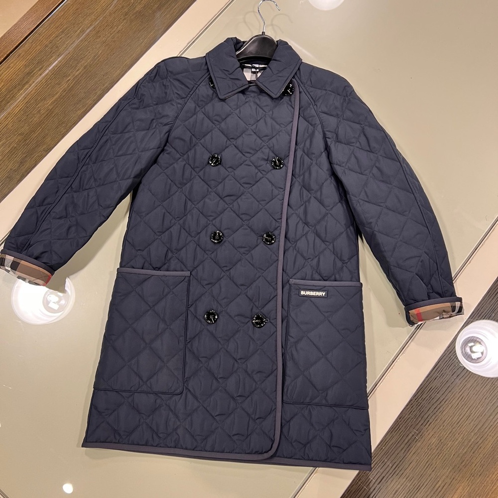 Burberry Navy Quilted Woke Coat